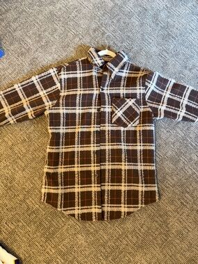 Kids Brown Plaid Button-Up Shirt